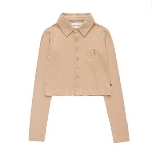 HONOR THE GIFT
Monogram Rib Button-Up Shirt - Sand Sz L NWT